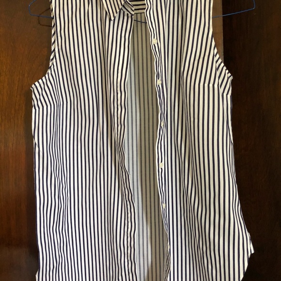 Awesome J Crew Sleeveless striped blouse women’s 4 button front collared - Picture 4 of 8